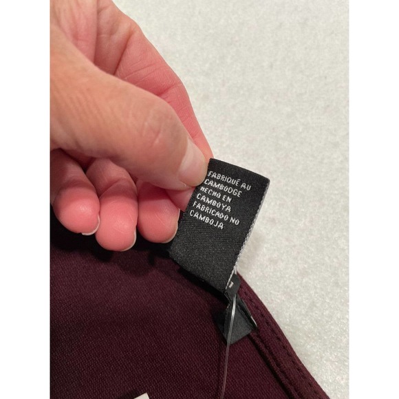 Forever21 Size S Square Neck Bodycon Dress Long Sleeve Stretch Knit Burgundy NWT - Picture 7 of 12